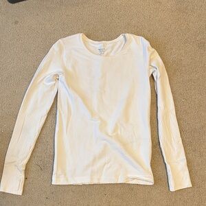 Athleta White Long Sleeve Ribbed Tee